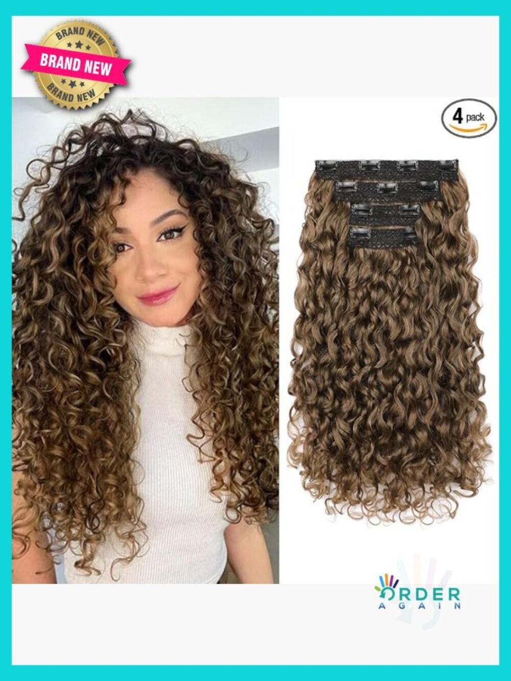 18" Curly Clip In Hair Extensions 4PCS GoGo Invisible Lace Weft Silky Soft